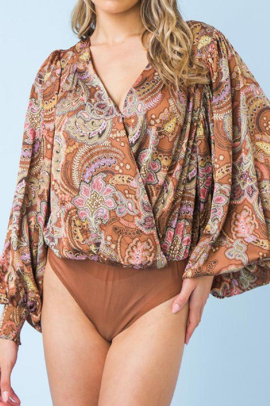 Flying Tomato Printed Satin Bodysuit