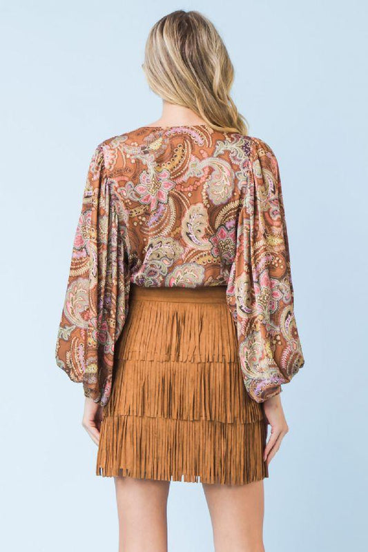 Flying Tomato Printed Satin Bodysuit