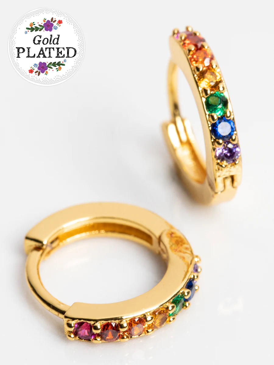 Huggie Hoop Earrings Rainbow