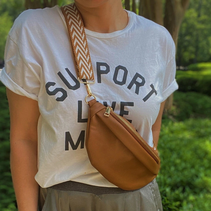 Vegan Leather Fringed or Not Sling Bag Black