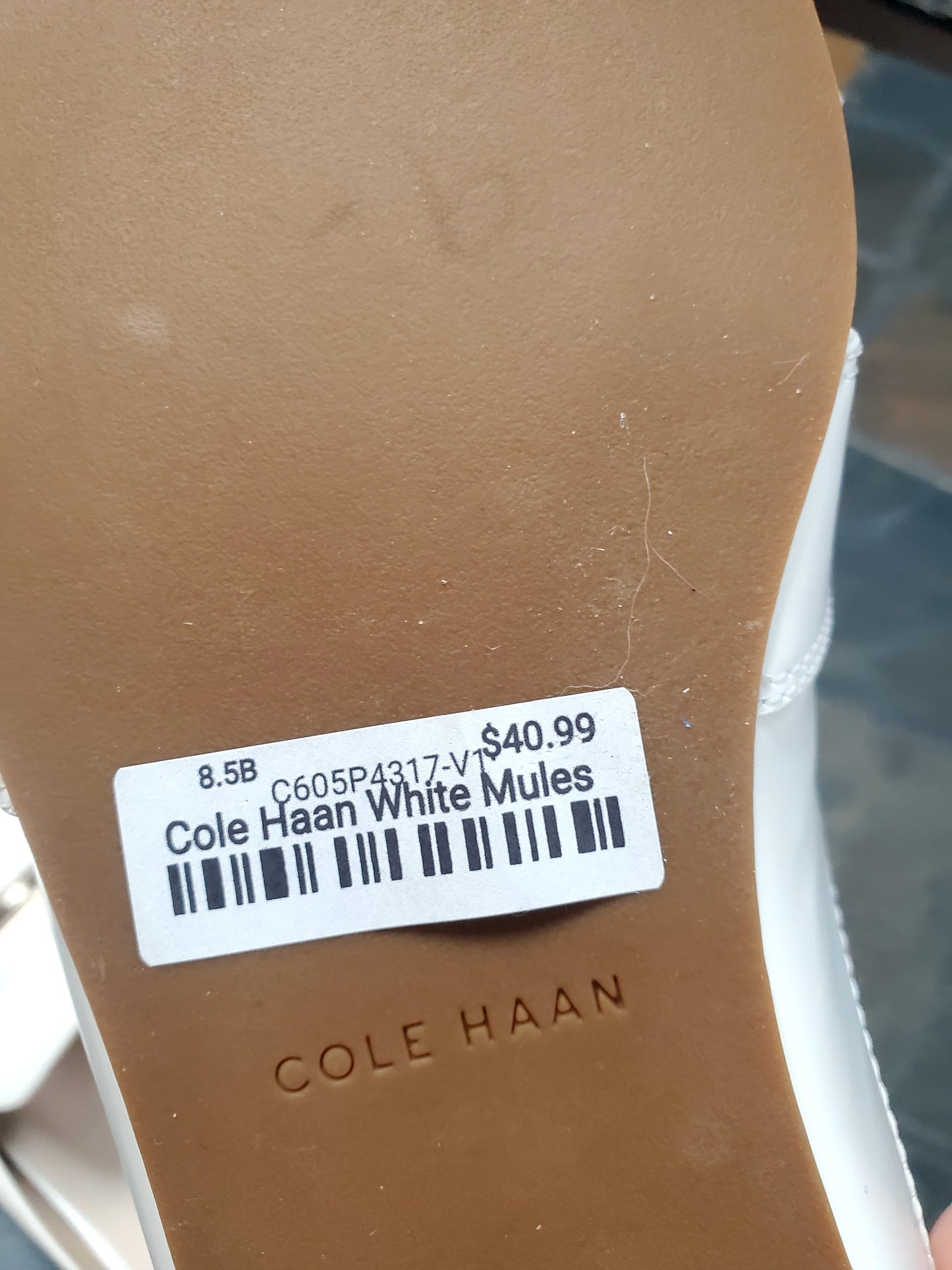 Cole Haan White Mules Sz 8.5B