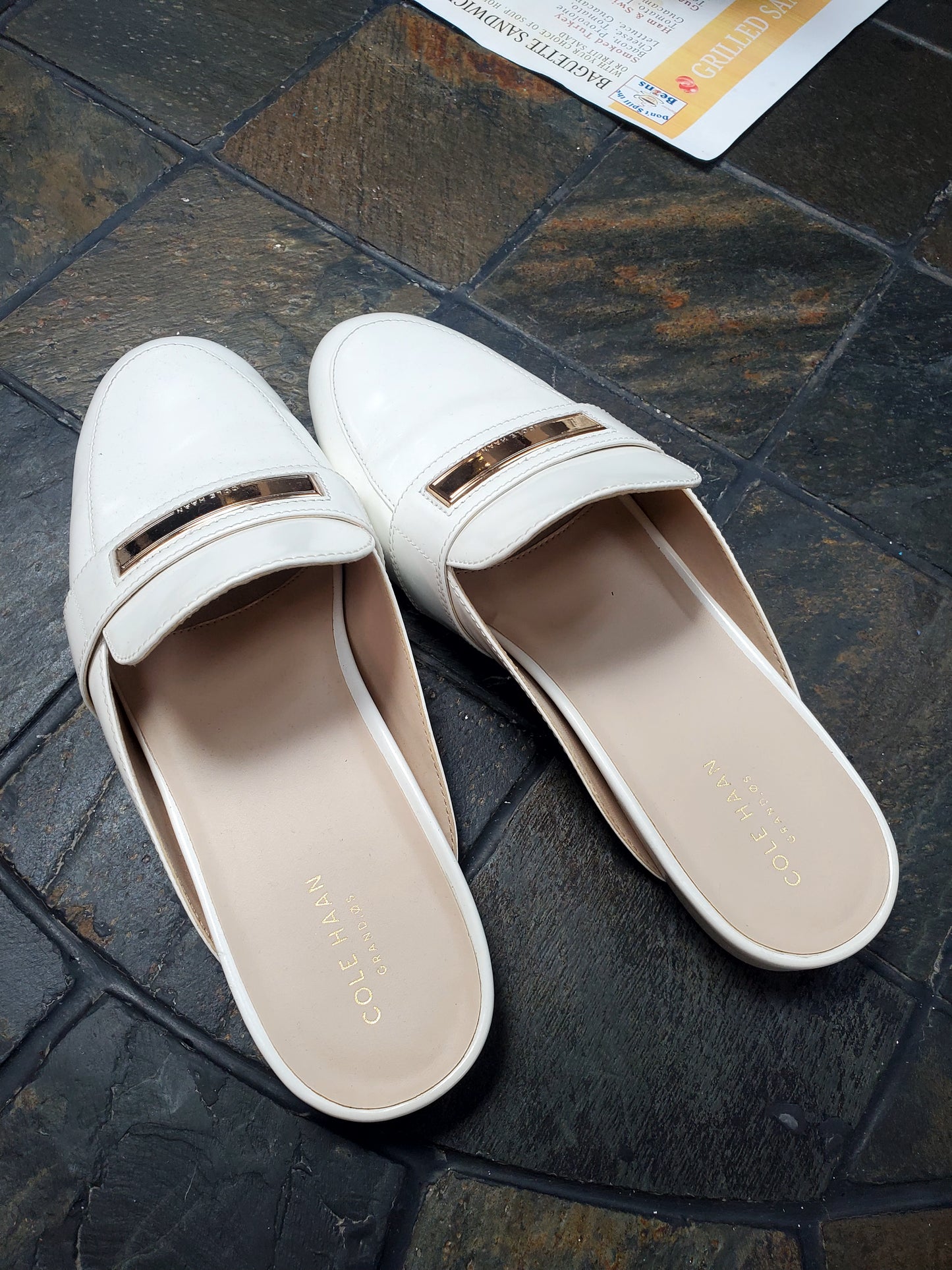 Cole Haan White Mules Sz 8.5B