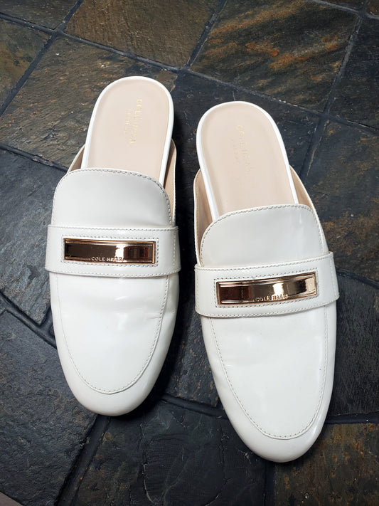 Cole Haan White Mules Sz 8.5B