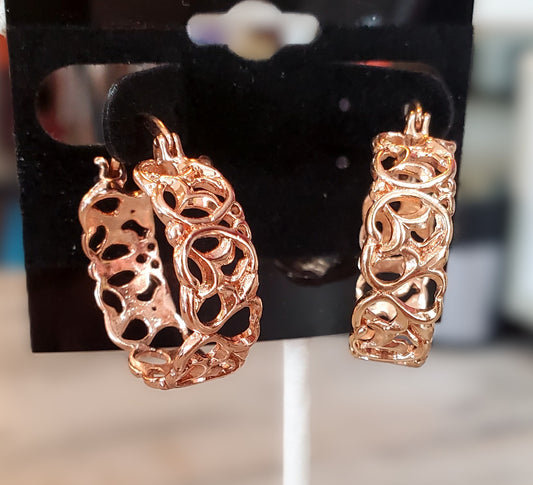 Rose Gold over Silver Hoop Earrings