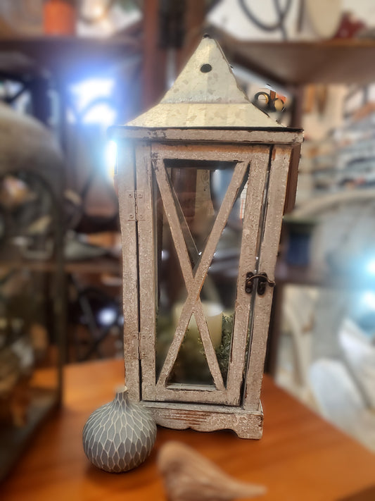 Wood/Glass Candle Lantern