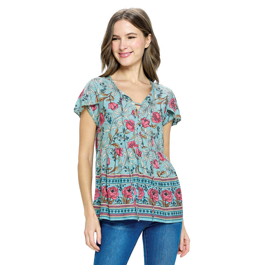 Yak & Yeti Floral Ruffled Blouse