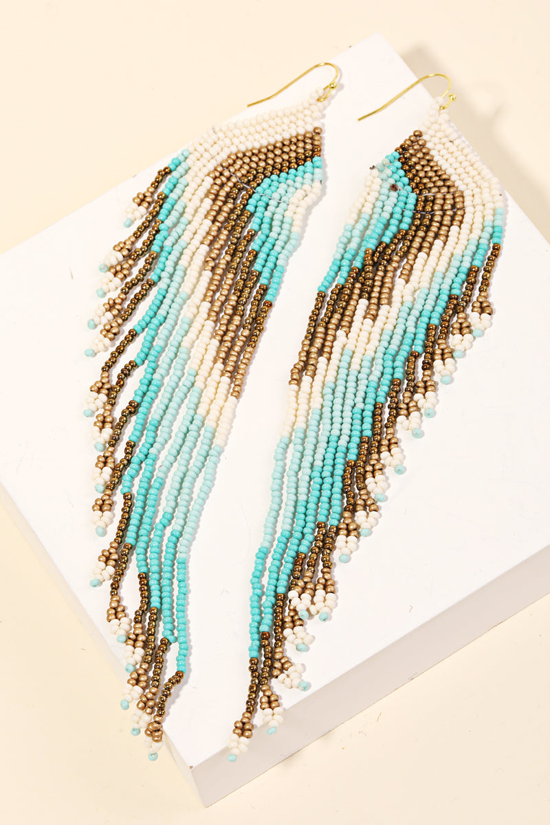 Seed Beaded Boho Fringe Earrings