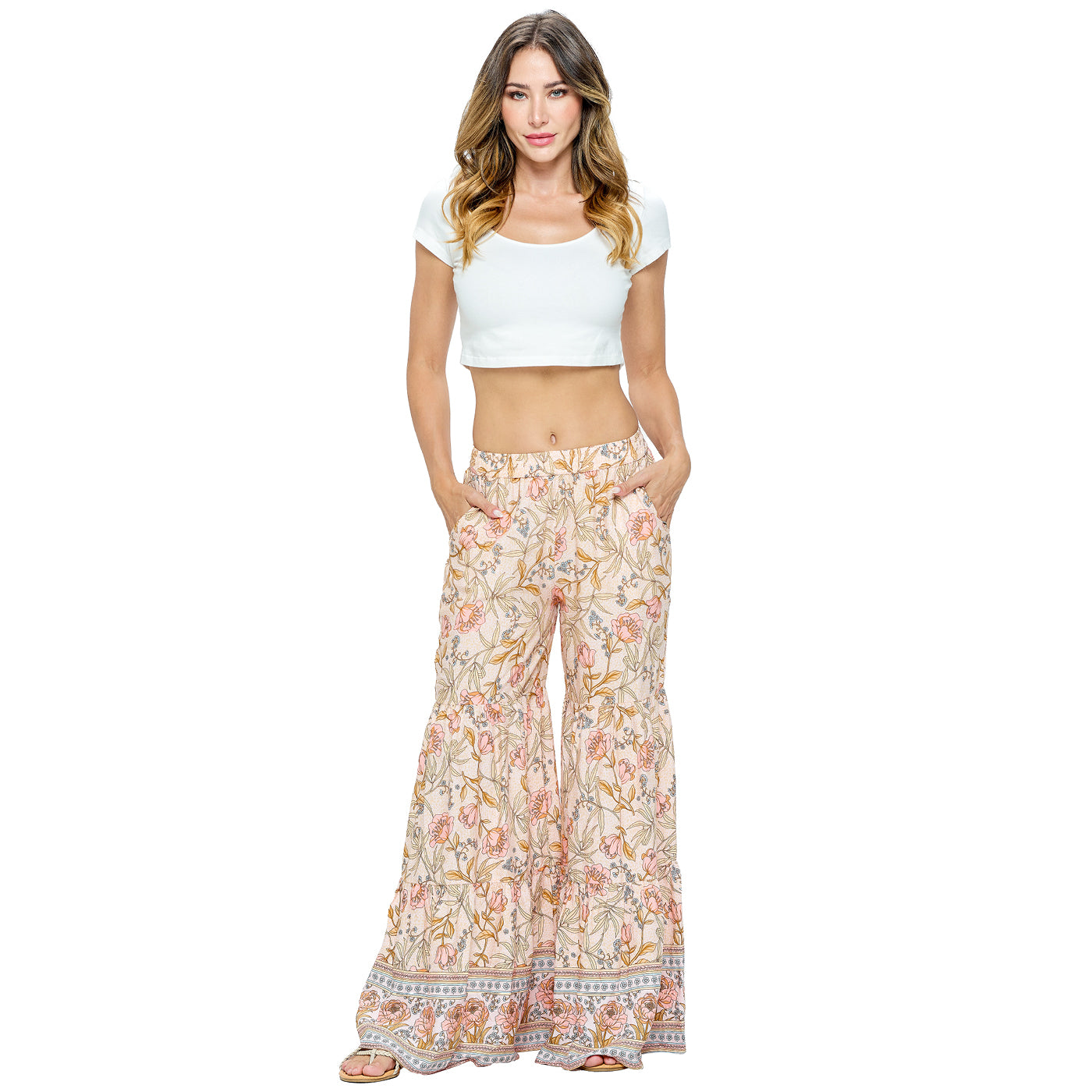 Yak & Yeti Pants Palazzo Floral Tiered Ruffle
