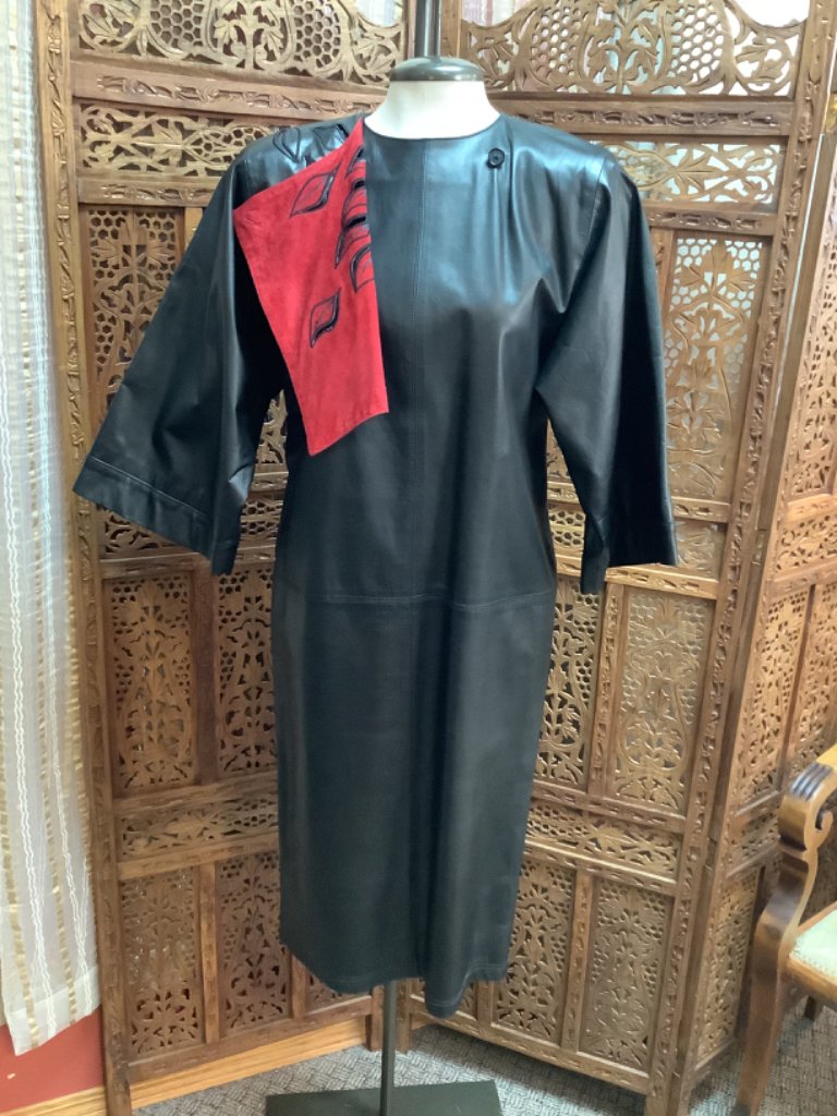 Vintage 1980s Leather Dress Sz 8 Vintage 1980s Leather Dress Sz 8