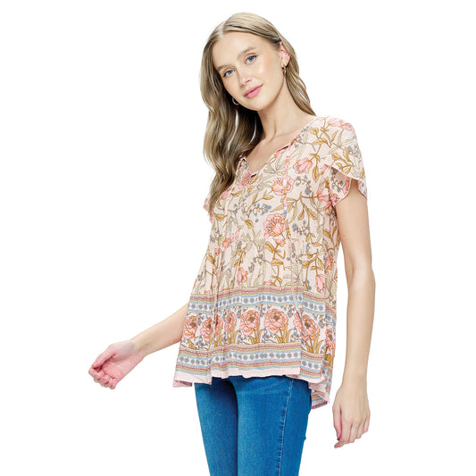 Yak & Yeti Floral Ruffled Blouse