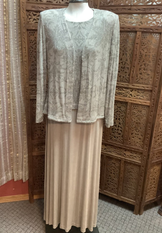 Alex Evenings Formal Full Length Dress W/matching Jacket Sz 10