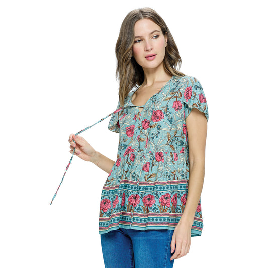 Yak & Yeti Floral Ruffled Blouse