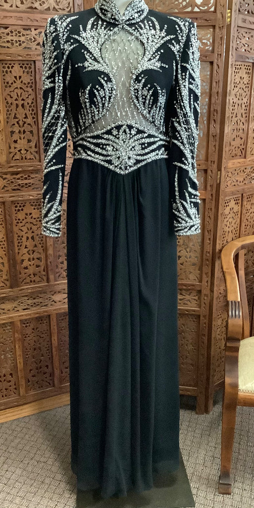 Oleg Cassini Black Tie Dresses | Stunning Vintage Oleg Cassini Beaded Evening Statement Maxi Size 10 Oleg Cassini Black Tie Dresses | Stunning Vintage Oleg Cassini Beaded Evening Statement Maxi Size 10