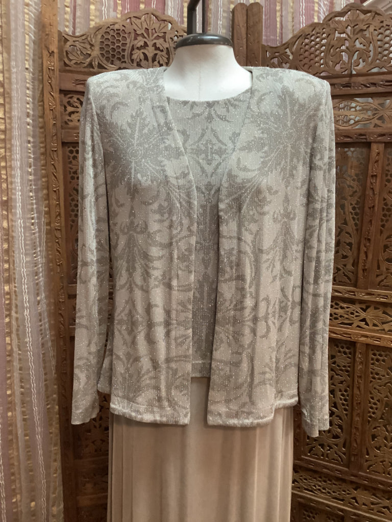 Alex Evenings Formal Full Length Dress W/matching Jacket Sz 10