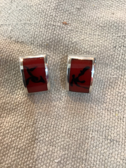 Silpada Red Jasper Domed Post SS Stud Earrings - Retired - PO819