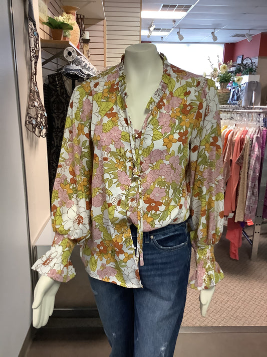 Cakewalk Floral Smocked Blouse