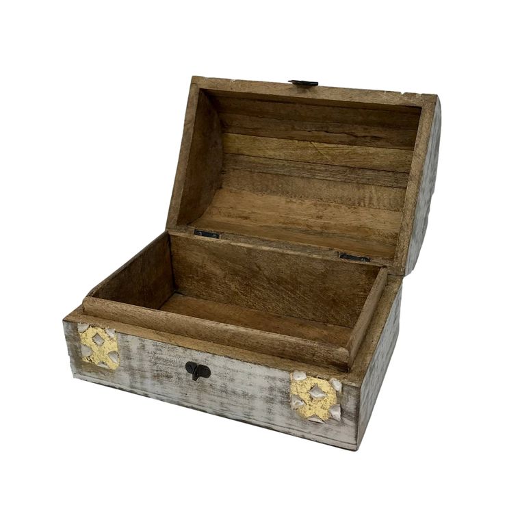 Lattice Design Half Round Hand-Carved Wood Chest