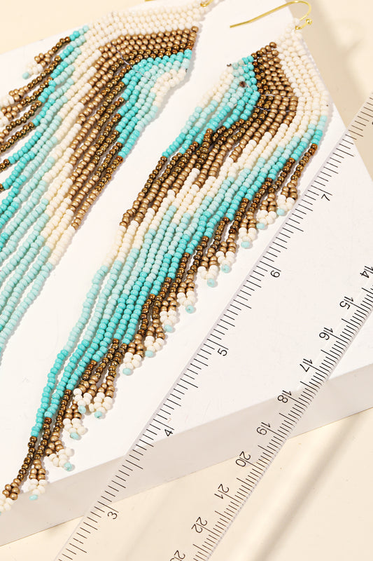 Seed Beaded Boho Fringe Earrings