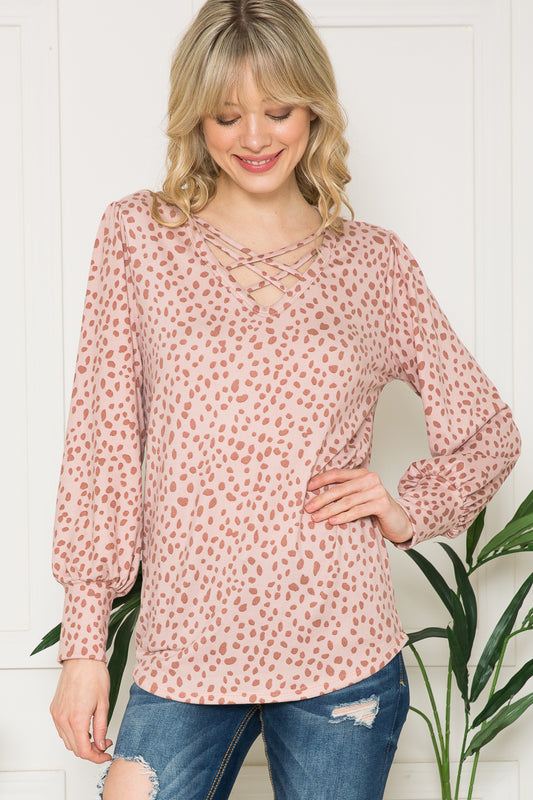 Front Detailed Soft Light Sweater Knit Color Pink Combo