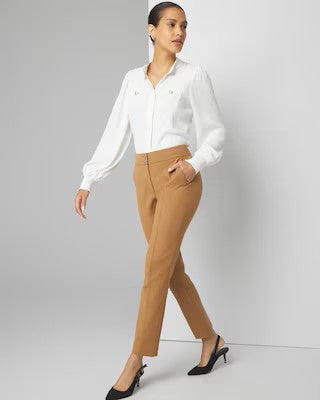 WHBM High-Rise Straight Leg Woven Pants Sz 8