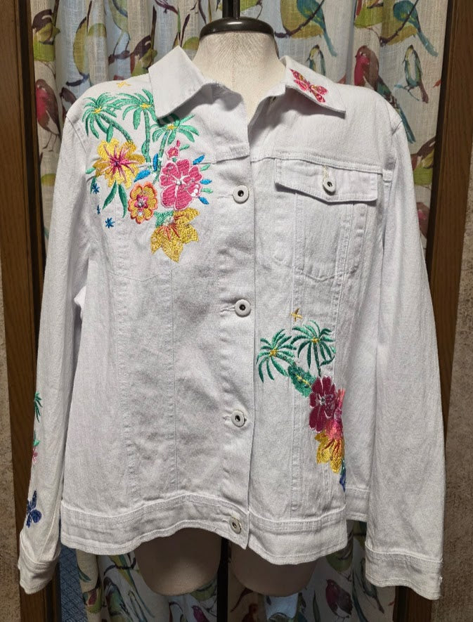 Dianne Gilman Tropical Denim Jacket Sz 1X