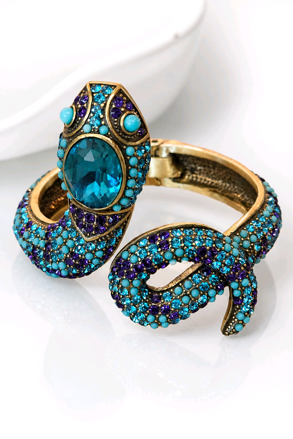 HEIDI DAUS Mystical Snake Swarovski Crystal Cuff Bracelet Egyptian Revival
