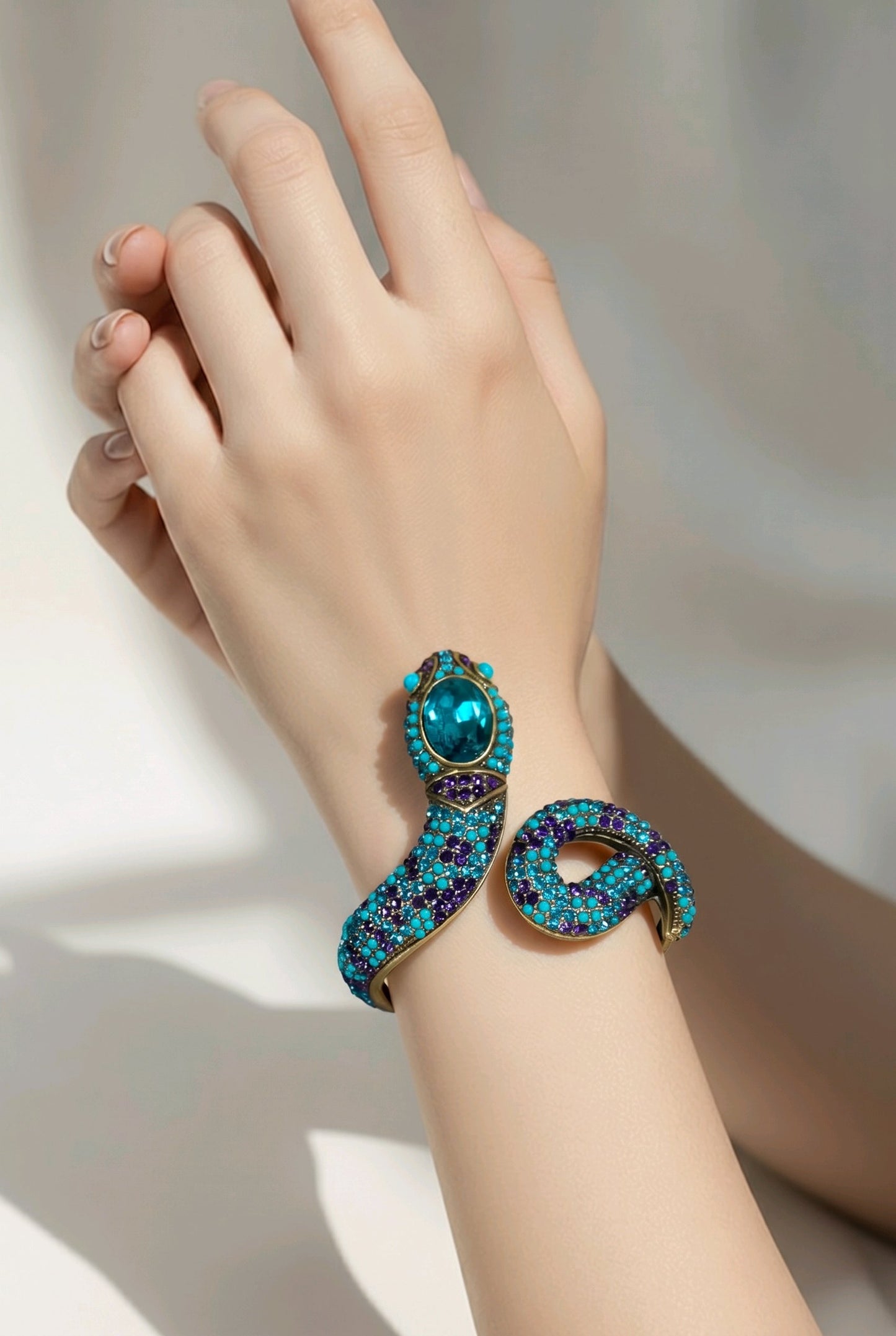 HEIDI DAUS Mystical Snake Swarovski Crystal Cuff Bracelet Egyptian Revival