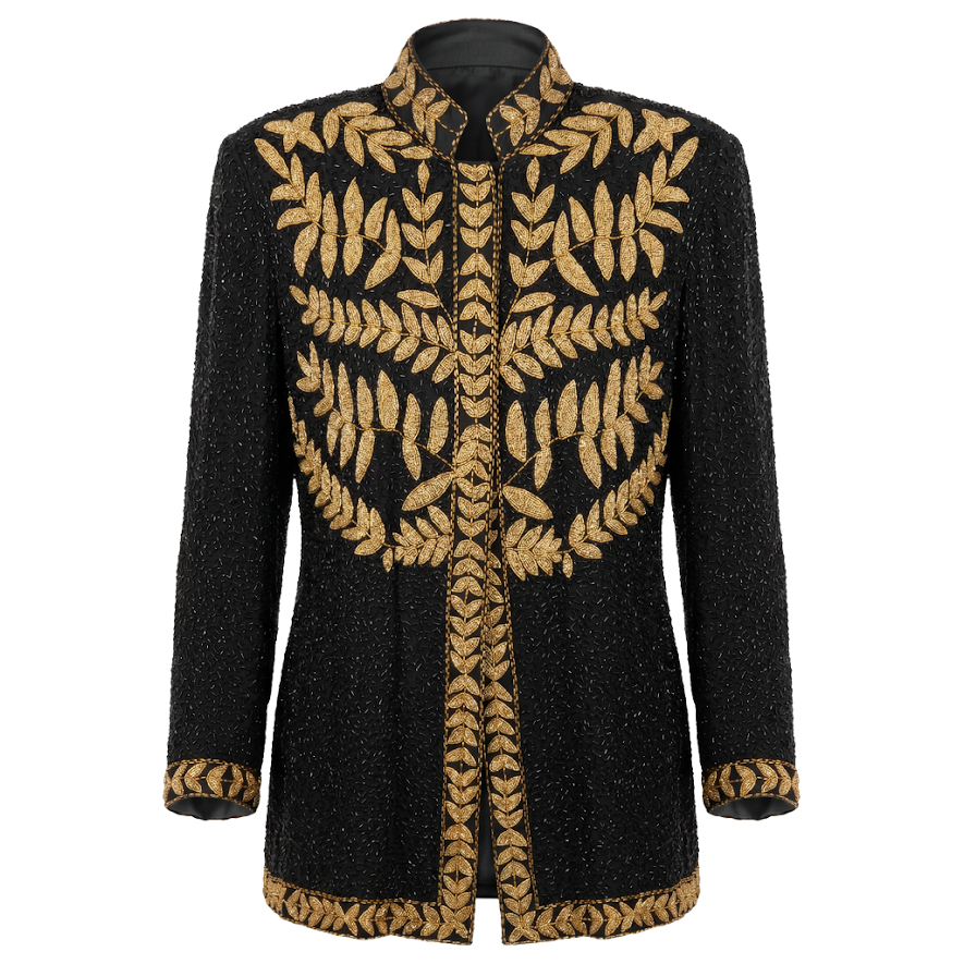 Vintage Creative Creations Silk Beaded Dinner Jacket Sz X-Large