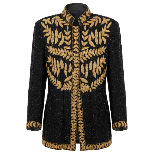 Vintage Creative Creations Silk Beaded Dinner Jacket Sz X-Large