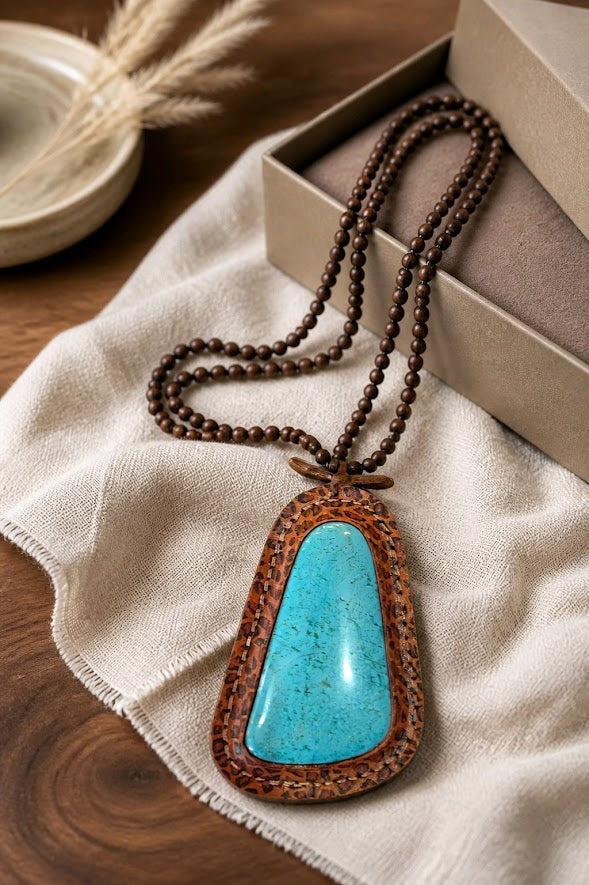 Faux Turquoise Pendant Statement Necklace