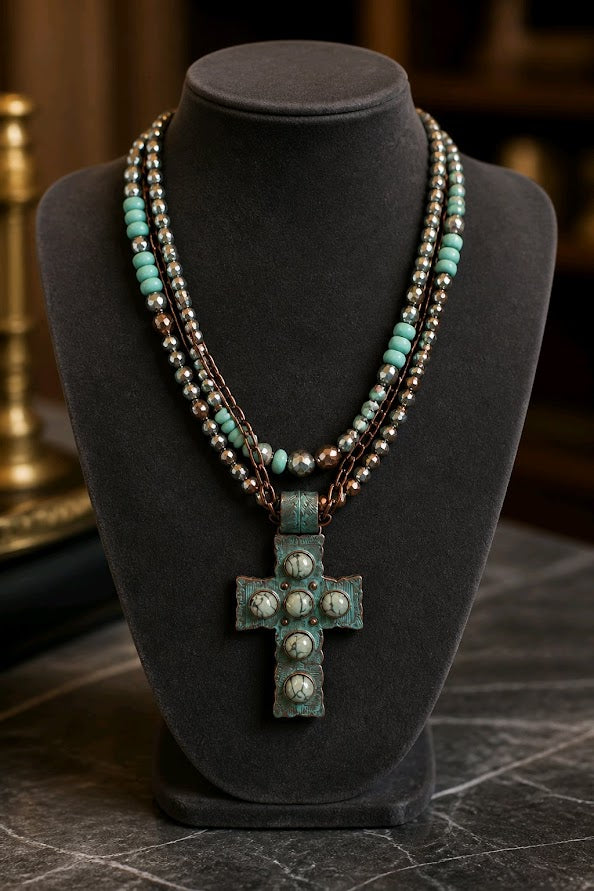 Southwestern Cross Statement Necklace
