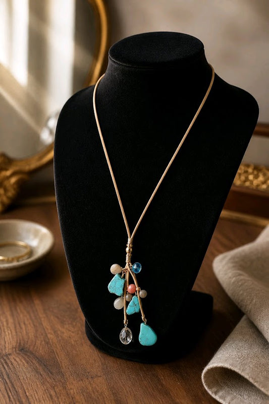Dangle Pendant Leather Necklace