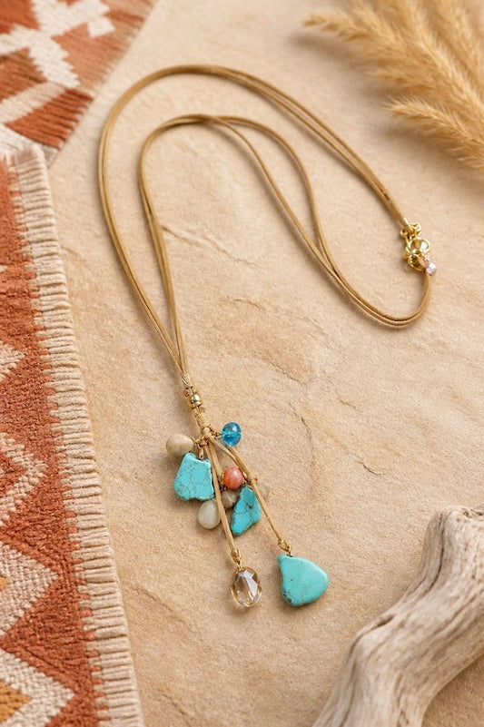 Dangle Pendant Leather Necklace