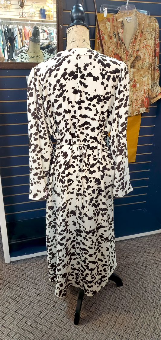 Entro V-Neck Splatter Print Dress Sz Large