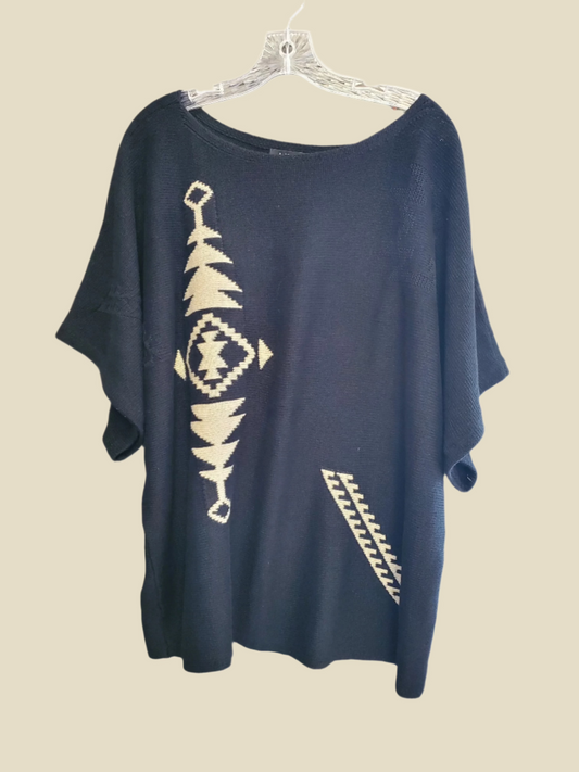 Lauren Ralph Lauren Knit Aztec Pattern Top Sz OST