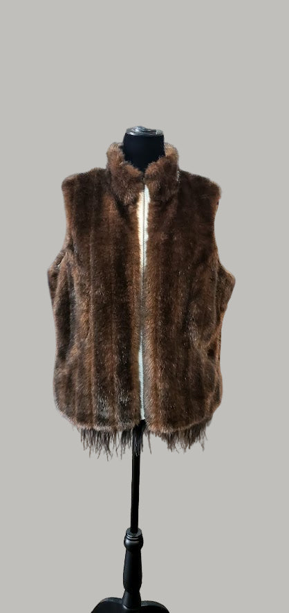 Tribal Faux Fur Vest Sz Medium
