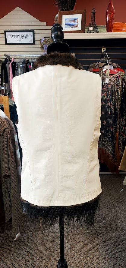 Tribal Faux Fur Vest Sz Medium