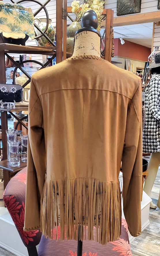 Back in the Saddle Faux Suede Fringe Jacket Sz Medium