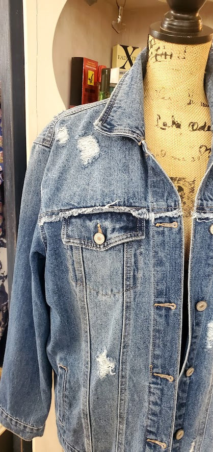 KanCan Distressed Denim Jacket Sz Large