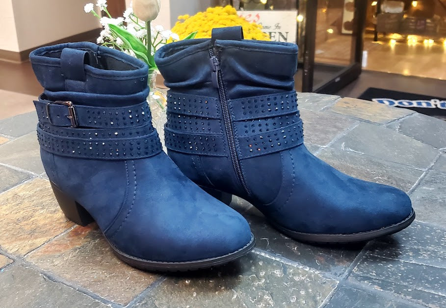 VJH Rhinestone Navy Blue Ankle Boots Sz 7M