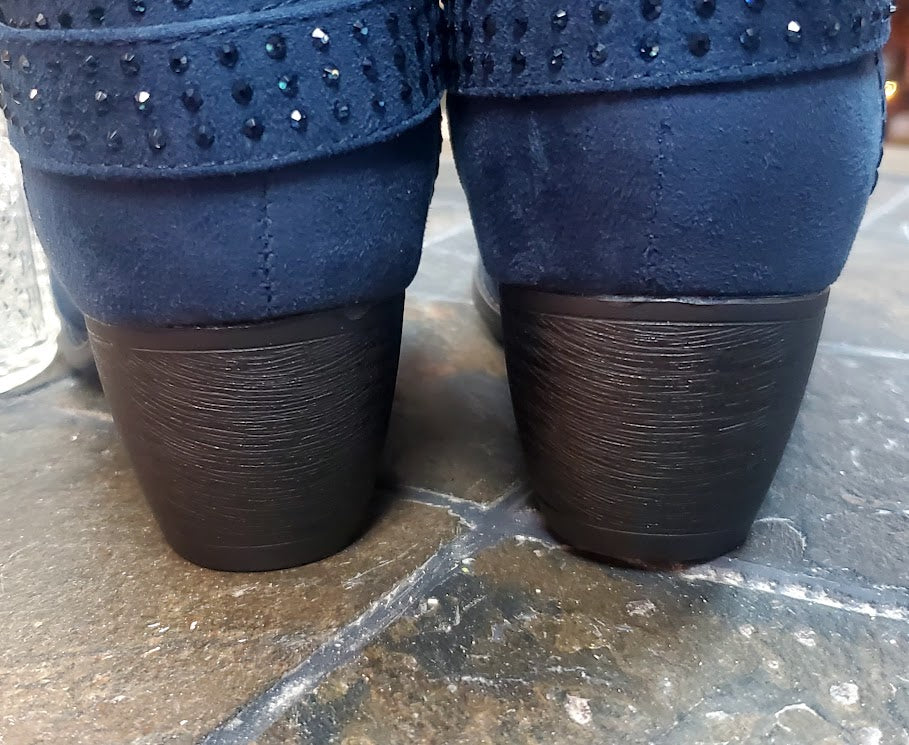VJH Rhinestone Navy Blue Ankle Boots Sz 7M