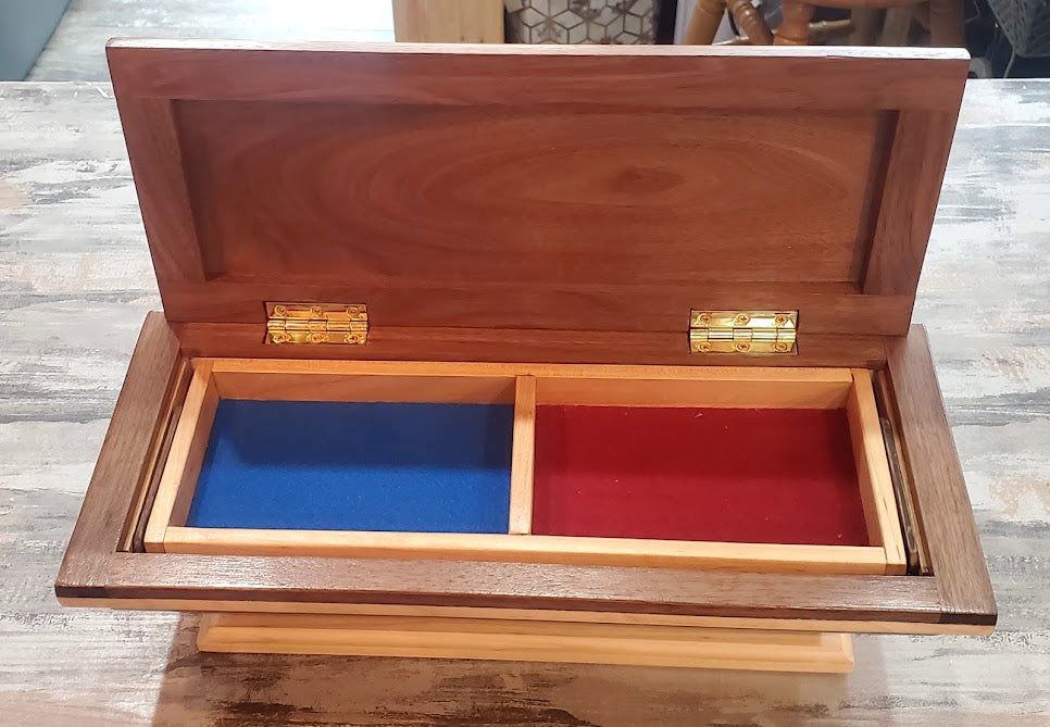 Walnut Jewelry Box w/Hinged Lid