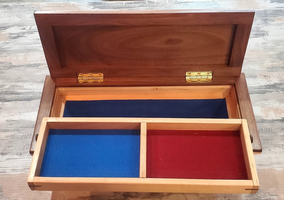 Walnut Jewelry Box w/Hinged Lid