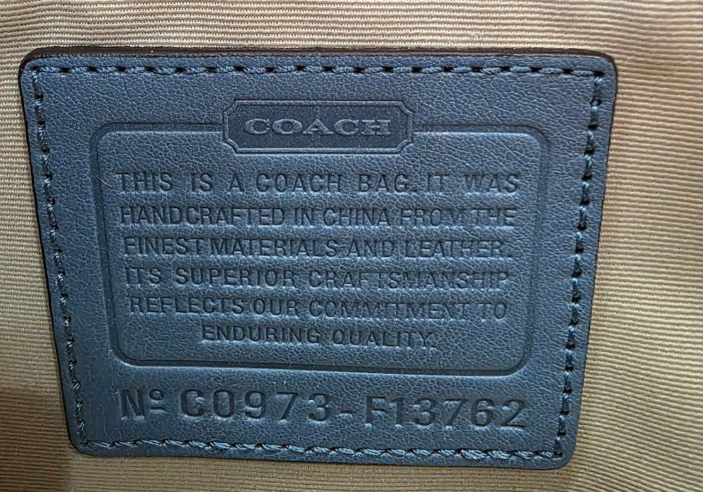 Coach Purse C0973-F13762 Denim Blue Leather Tan