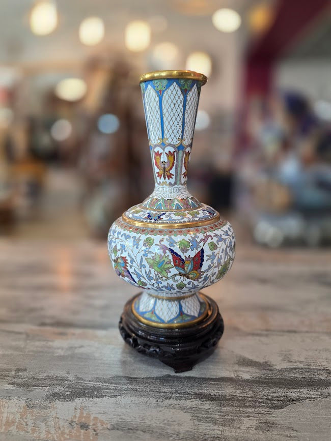 Cloisonne Butterfly Flower Vase