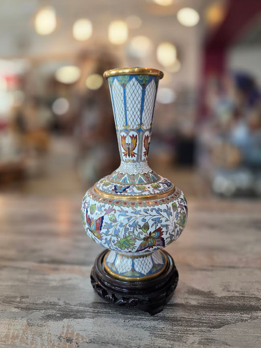 Cloisonne Butterfly Flower Vase