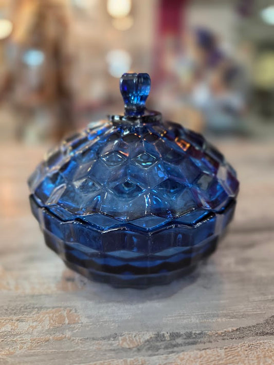 Lidded Blue Candy Dish