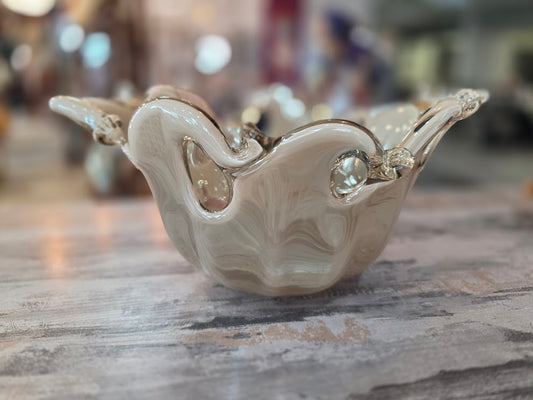 White Cristal Hand Made Glass Bowl