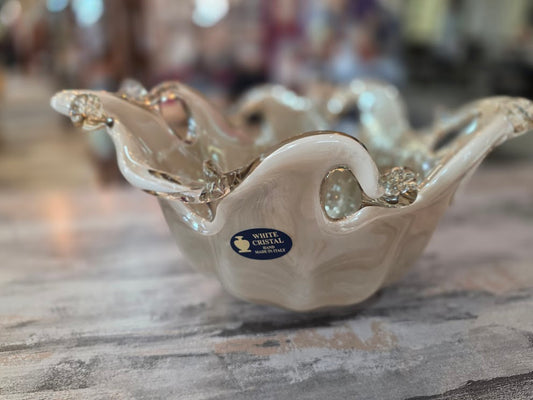 White Cristal Hand Made Glass Bowl