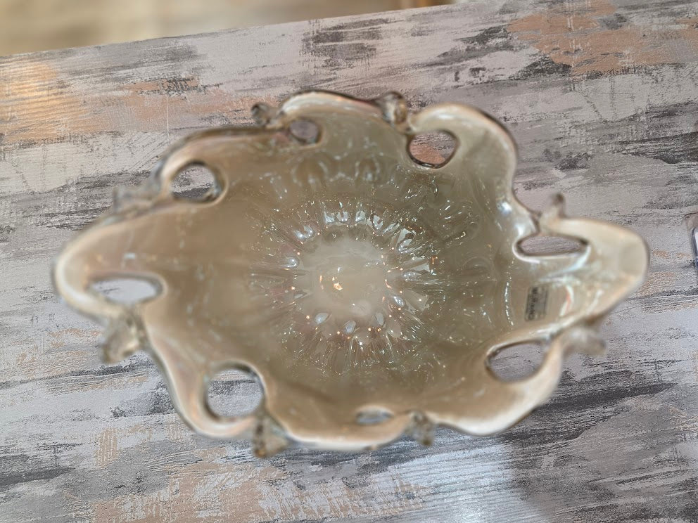 White Cristal Hand Made Glass Bowl